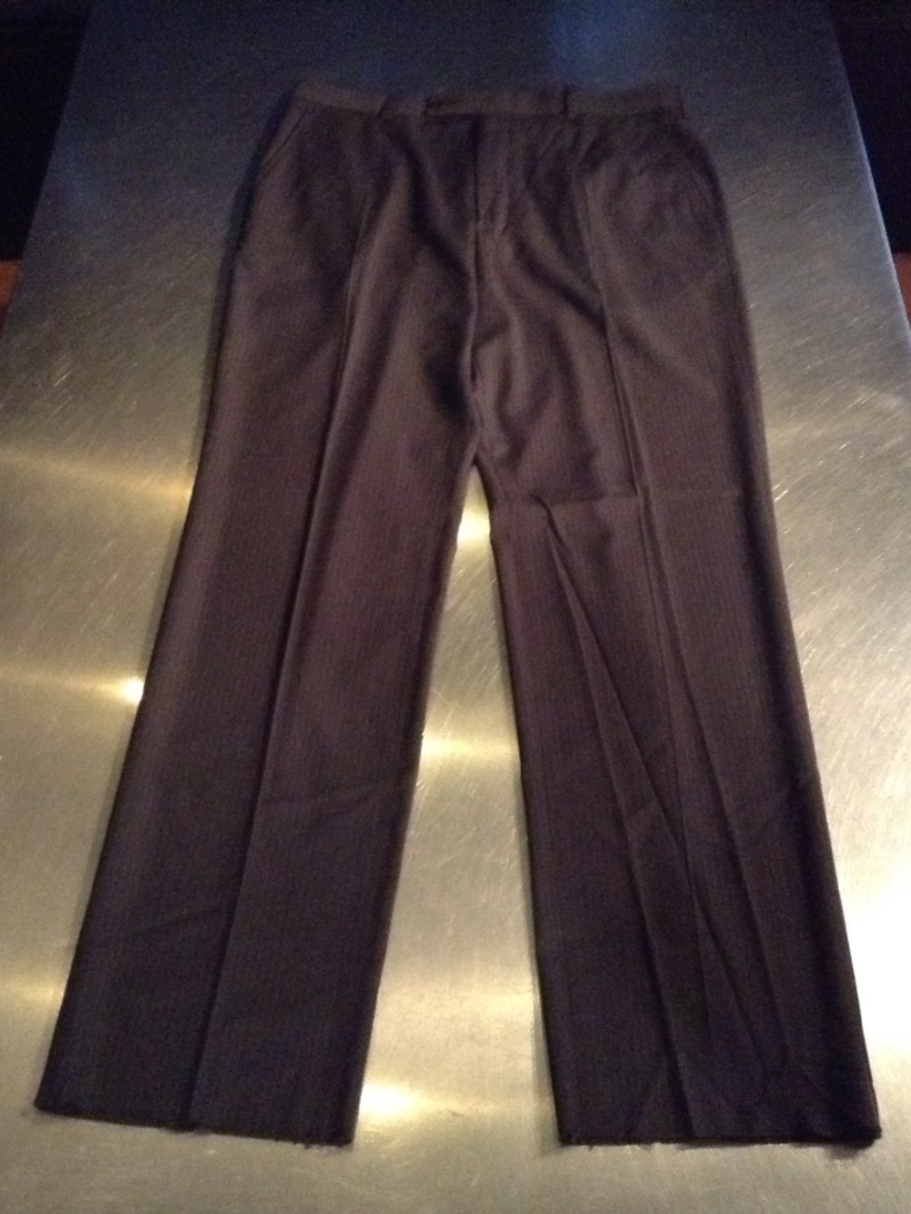 New DOC & AMELIA Select Men's 36 Dress Pants Black Pinstriped Unfinished Hem